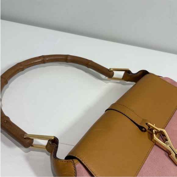 Vintage Gucci Bamboo Jackie Handbag - Pink/Tan Suede